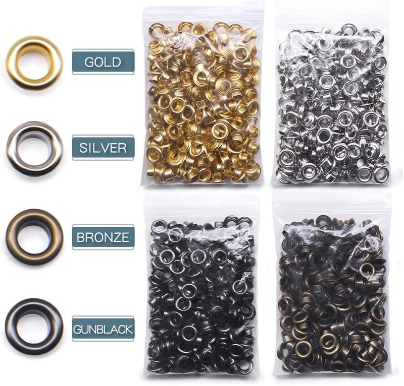 SEMINI Grommet Kit 800 Sets Gronmets Eyelets with 3 Pieces Install Tool Kit, 4 Colors - Image 3